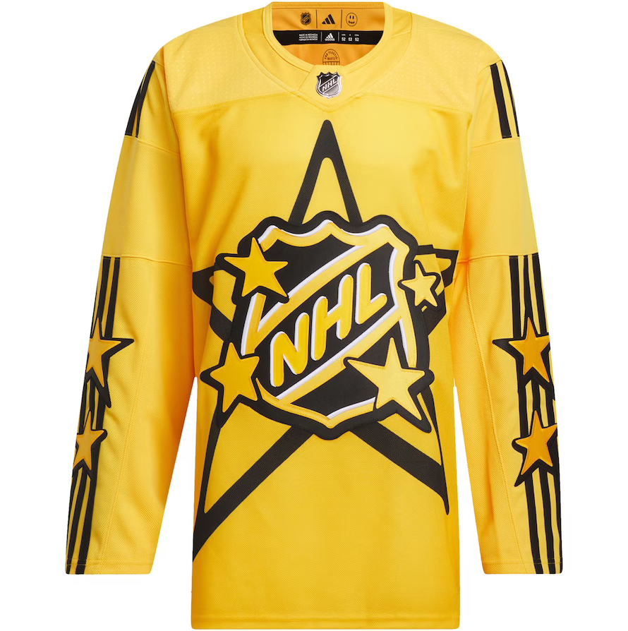 SEBASTIAN AHO 2024 ALL STAR AUTHENTIC YELLOW ADIDAS X DREW HOUSE NHL J