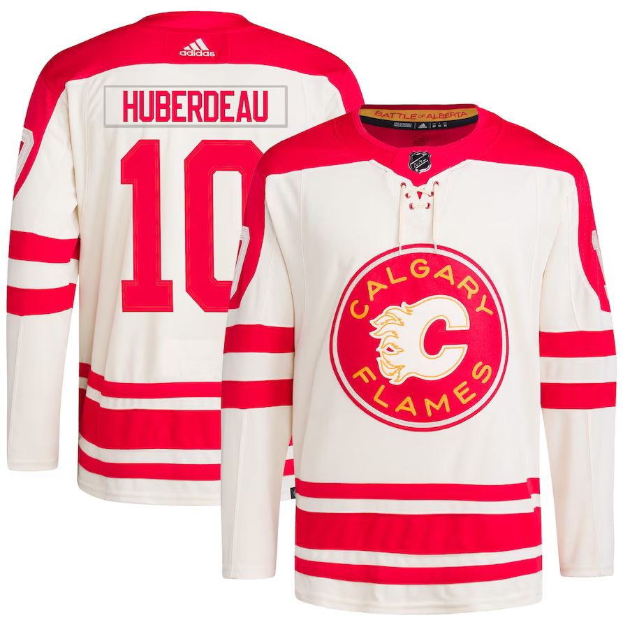 ANY NAME AND NUMBER CALGARY FLAMES 2023 HERITAGE CLASSIC AUTHENTIC ADI