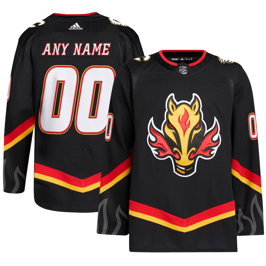 ANY NAME AND NUMBER CALGARY FLAMES THIRD AUTHENTIC ADIDAS NHL JERSEY