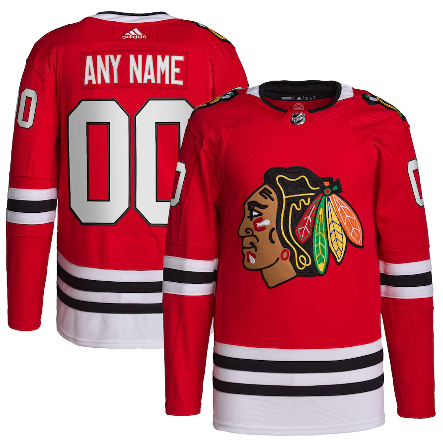 ANY NAME AND NUMBER CHICAGO BLACKHAWKS HOME OR AWAY AUTHENTIC ADIDAS N