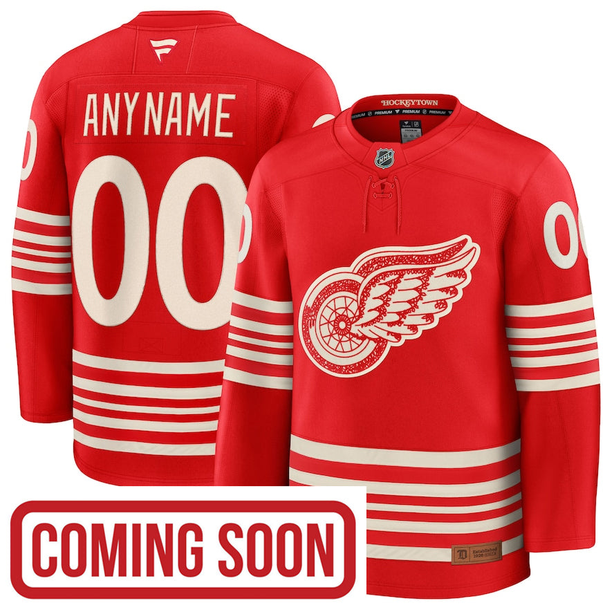 ANY NAME AND NUMBER DETROIT RED WINGS CENTENNIAL FANATICS PREMIUM NHL
