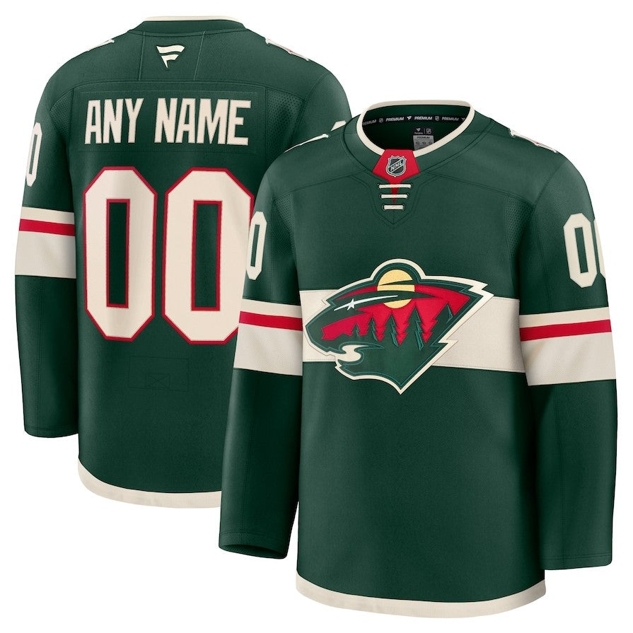 ANY NAME AND NUMBER MINNESOTA WILD HOME OR AWAY FANATICS PREMIUM NHL J