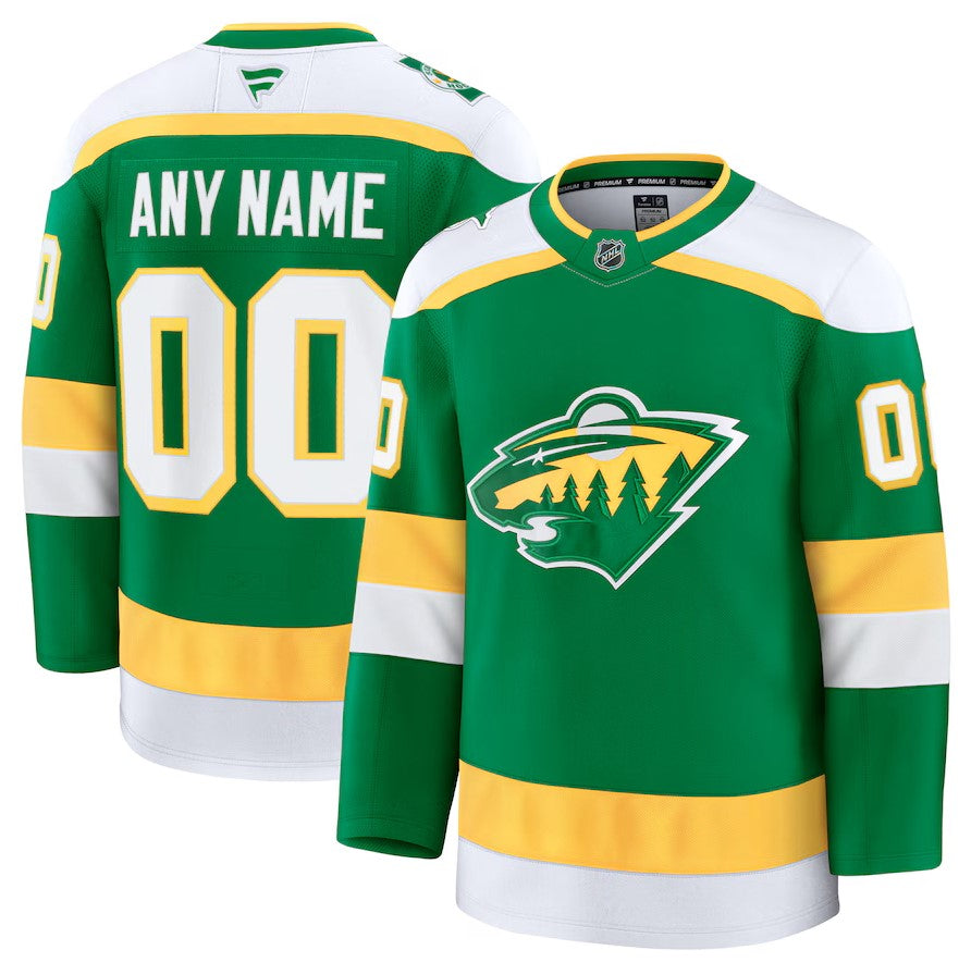 ANY NAME AND NUMBER MINNESOTA WILD THIRD FANATICS PREMIUM NHL JERSEY