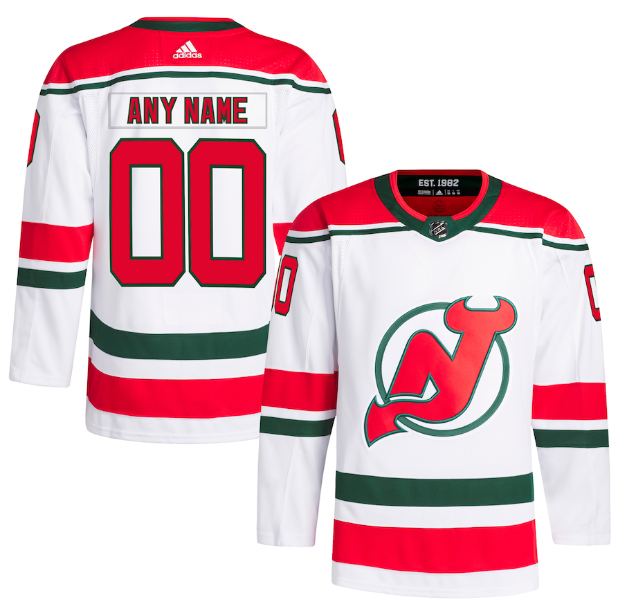 ANY NAME AND NUMBER NEW JERSEY DEVILS HERITAGE AUTHENTIC ADIDAS NHL JE