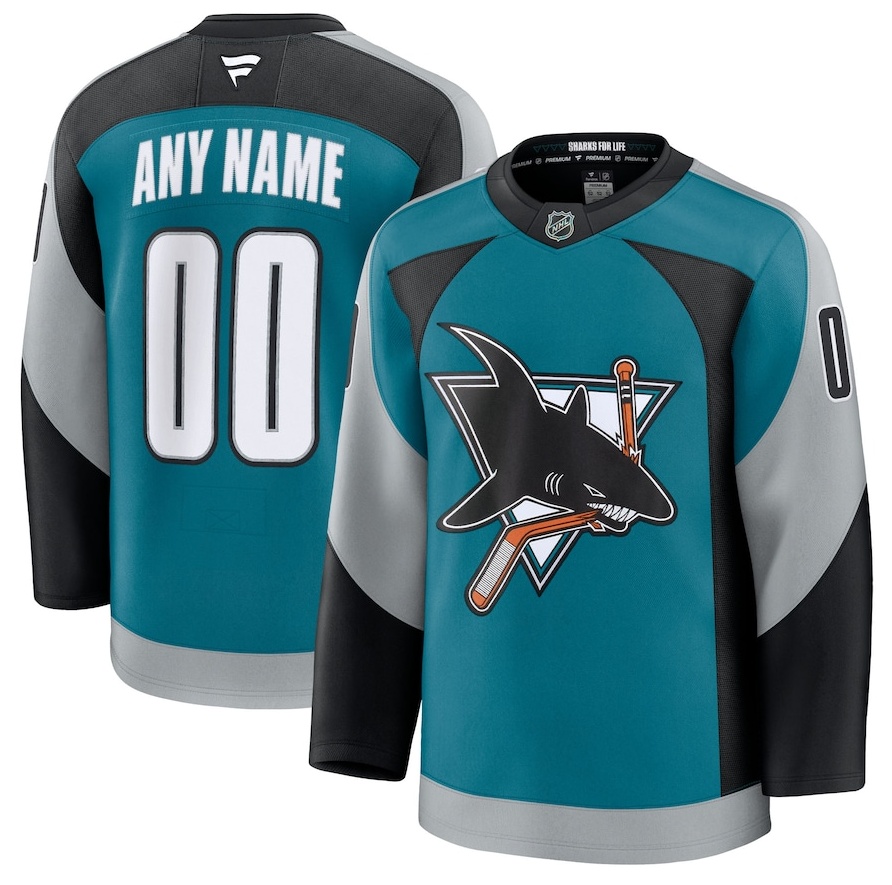ANY NAME AND NUMBER SAN JOSE SHARKS 35TH ANNIVERSARY FANATICS PREMIUM
