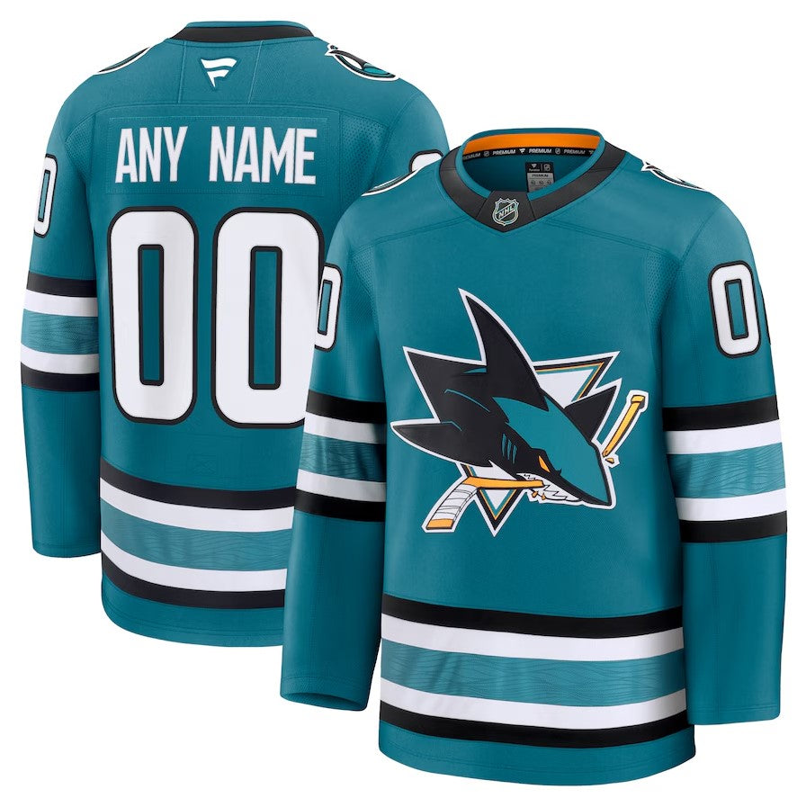 ANY NAME AND NUMBER SAN JOSE SHARKS HOME OR AWAY FANATICS PREMIUM NHL