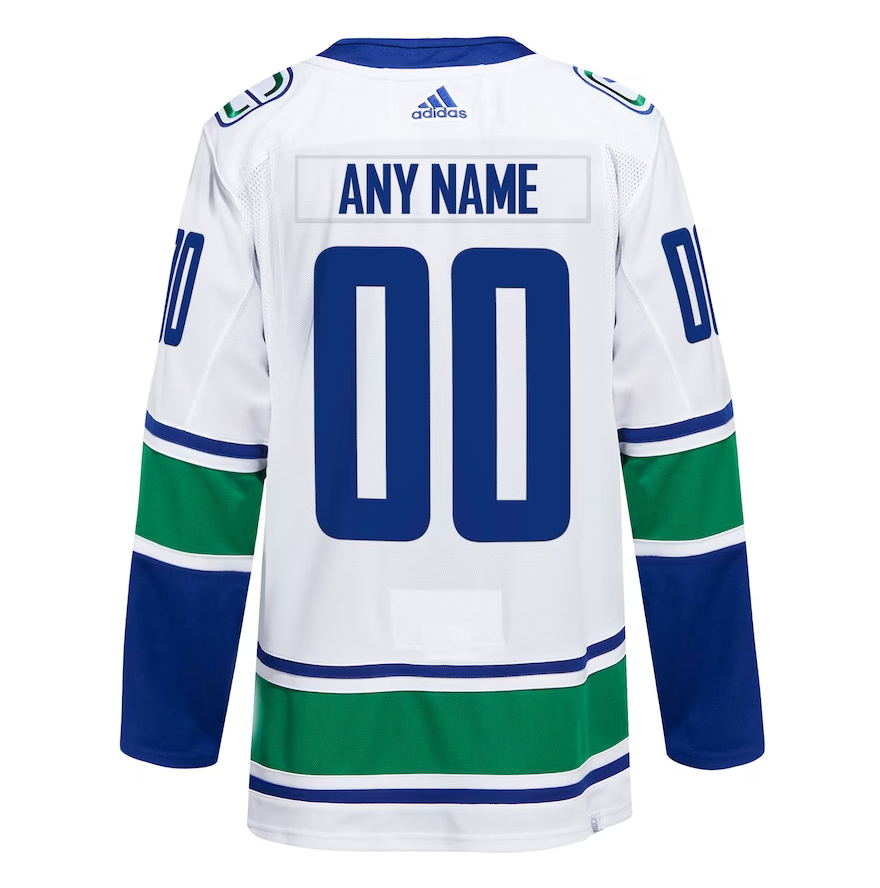 ANY NAME AND NUMBER VANCOUVER CANUCKS HOME OR AWAY ADIDAS PRIMEGREEN NHL JERSEY (HAND STITCHED ON-ICE NAME/NUMBER/CUSTOMIZATION)