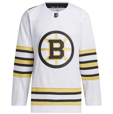 ANY NAME AND NUMBER BOSTON BRUINS AWAY CENTENNIAL AUTHENTIC ADIDAS NHL JERSEY (CUSTOMIZED PRIMEGREEN MODEL)