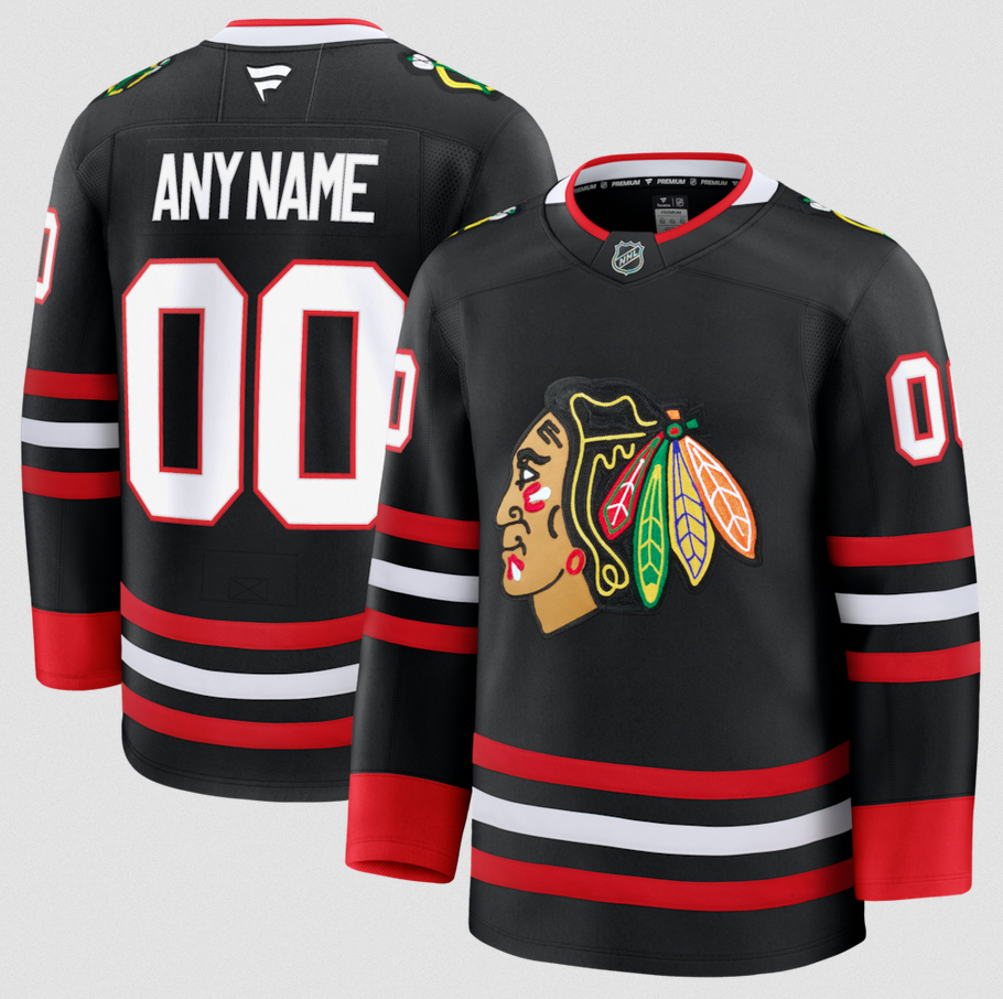 ANY NAME AND NUMBER CHICAGO BLACKHAWKS ALTERNATE FANATICS PREMIUM NHL JERSEY (HAND STITCHED ON-ICE NAME/NUMBER/CUSTOMIZATION)