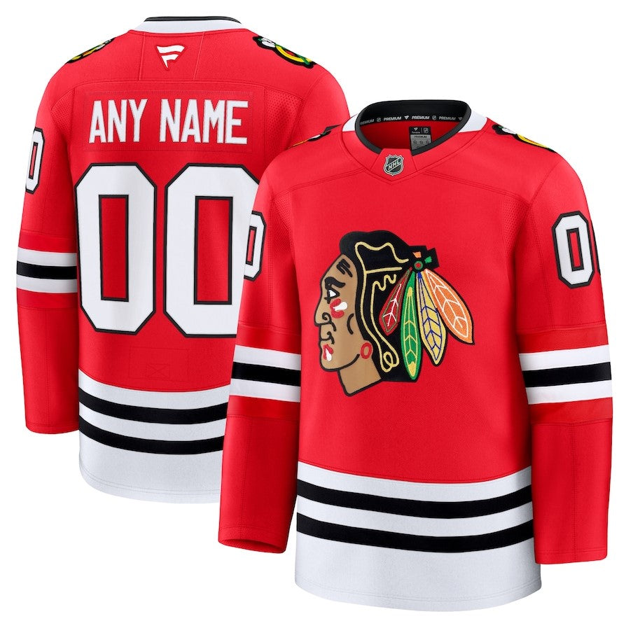 ANY NAME AND NUMBER CHICAGO BLACKHAWKS HOME OR AWAY FANATICS NHL JERSEY (HAND STITCHED PREMIUM MODEL)