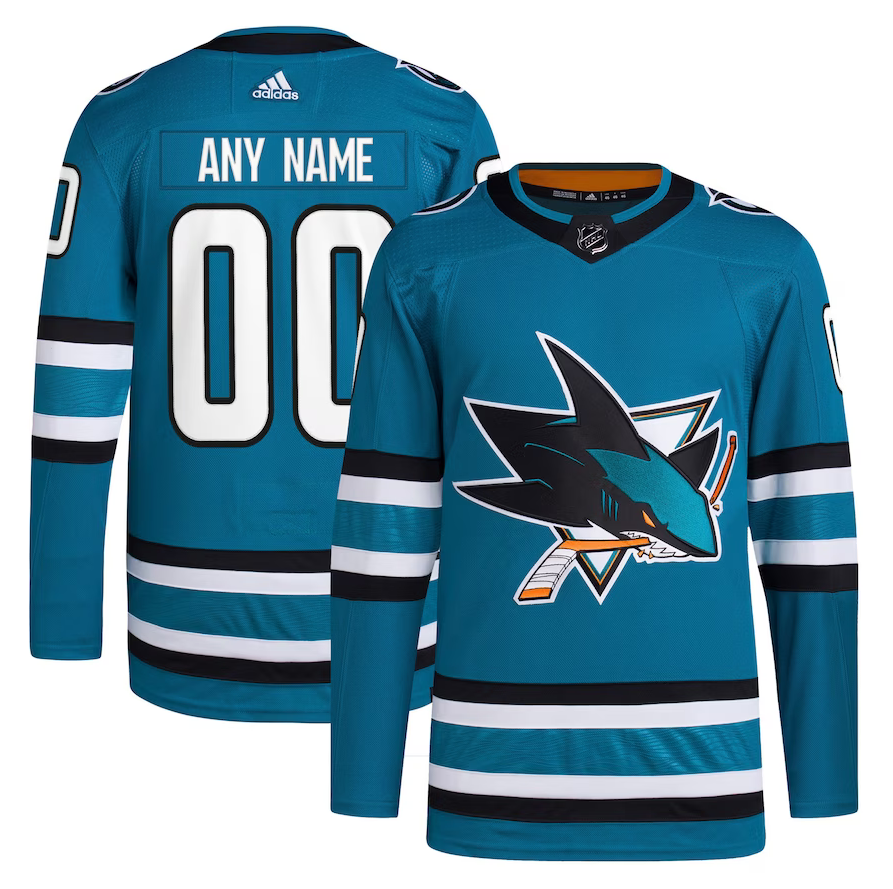 ANY NAME AND NUMBER SAN JOSE SHARKS HOME OR AWAY AUTHENTIC ADIDAS NHL JERSEY (CUSTOMIZED PRIMEGREEN MODEL)