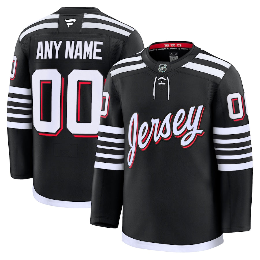 ANY NAME AND NUMBER NEW JERSEY DEVILS THIRD FANATICS NHL JERSEY (HAND STITCHED PREMIUM MODEL)