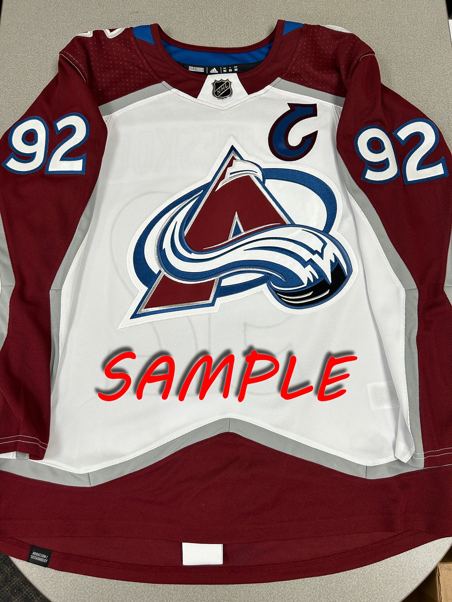 ANY NAME AND NUMBER COLORADO AVALANCHE HOME OR AWAY ADIDAS PRIMEGREEN