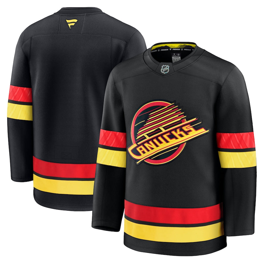 ANY NAME AND NUMBER VANCOUVER CANUCKS THIRD BLACK SKATE FANATICS NHL JERSEY (CUSTOMIZED PREMIUM MODEL)