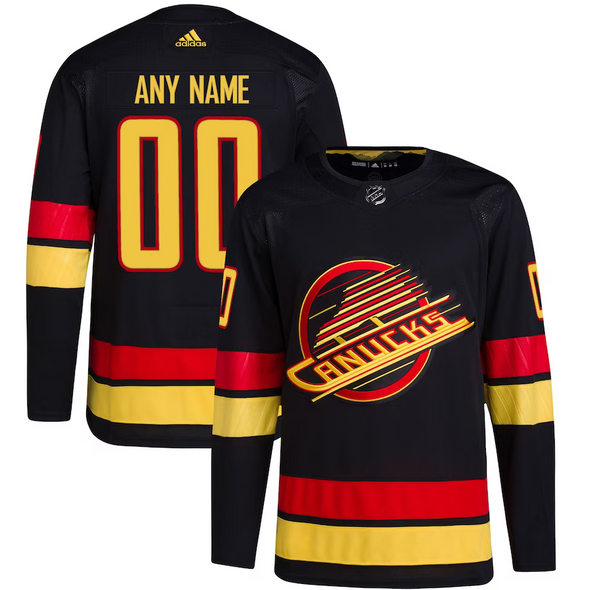 ANY NAME AND NUMBER VANCOUVER CANUCKS THIRD BLACK SKATE AUTHENTIC ADIDAS NHL JERSEY (CUSTOMIZED PRIMEGREEN MODEL)