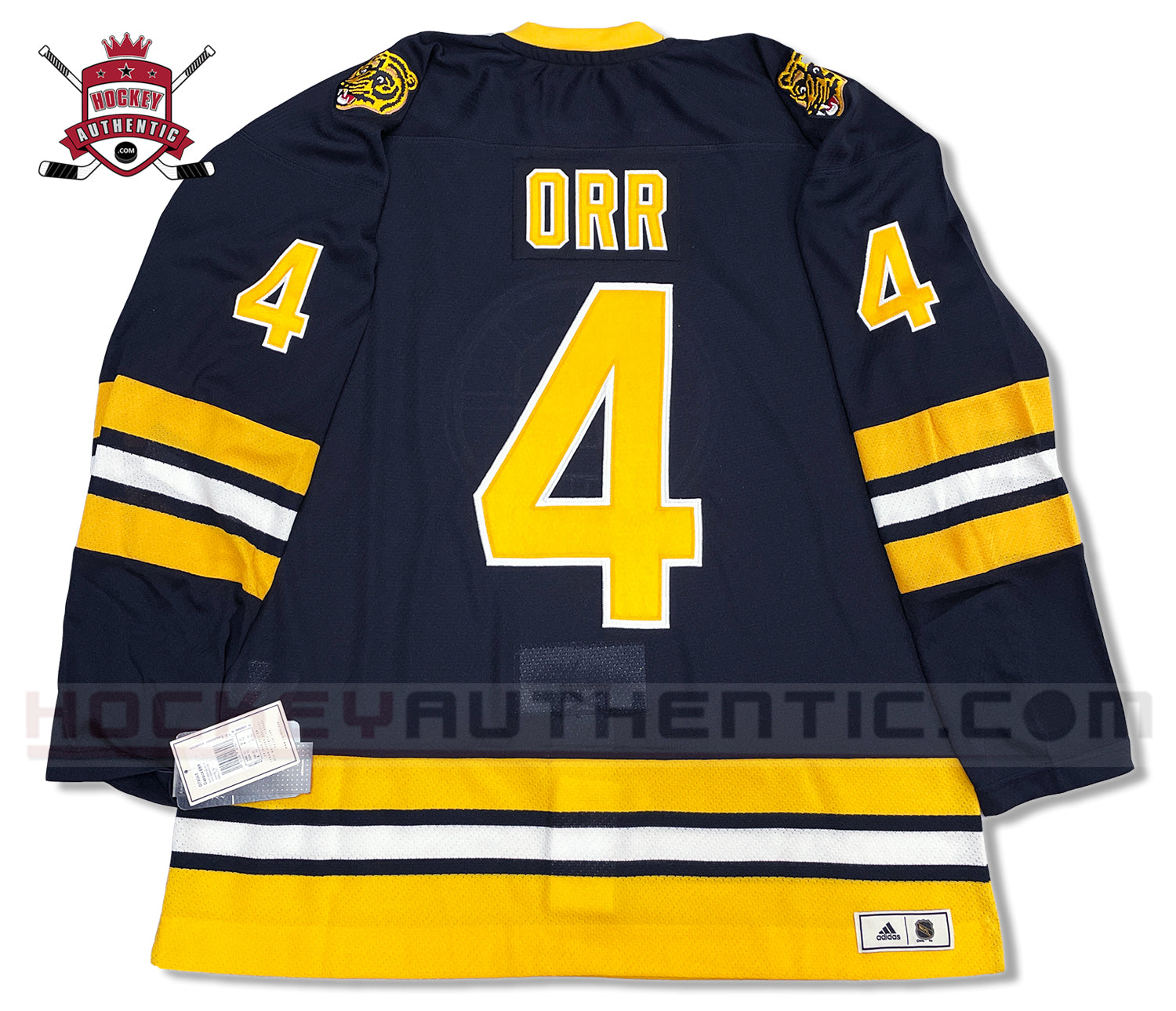 Adidas Boston Bruins No4 Bobby Orr Black Home Authentic USA Flag Women's Stitched NHL Jersey