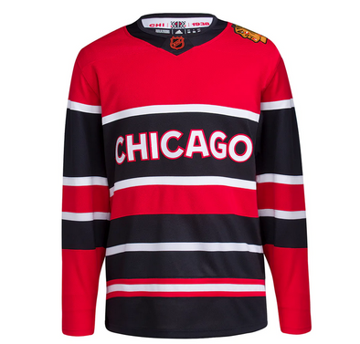ANY NAME AND NUMBER CHICAGO BLACKHAWKS REVERSE RETRO AUTHENTIC ADIDAS NHL JERSEY (CUSTOMIZED PRIMEGREEN MODEL)