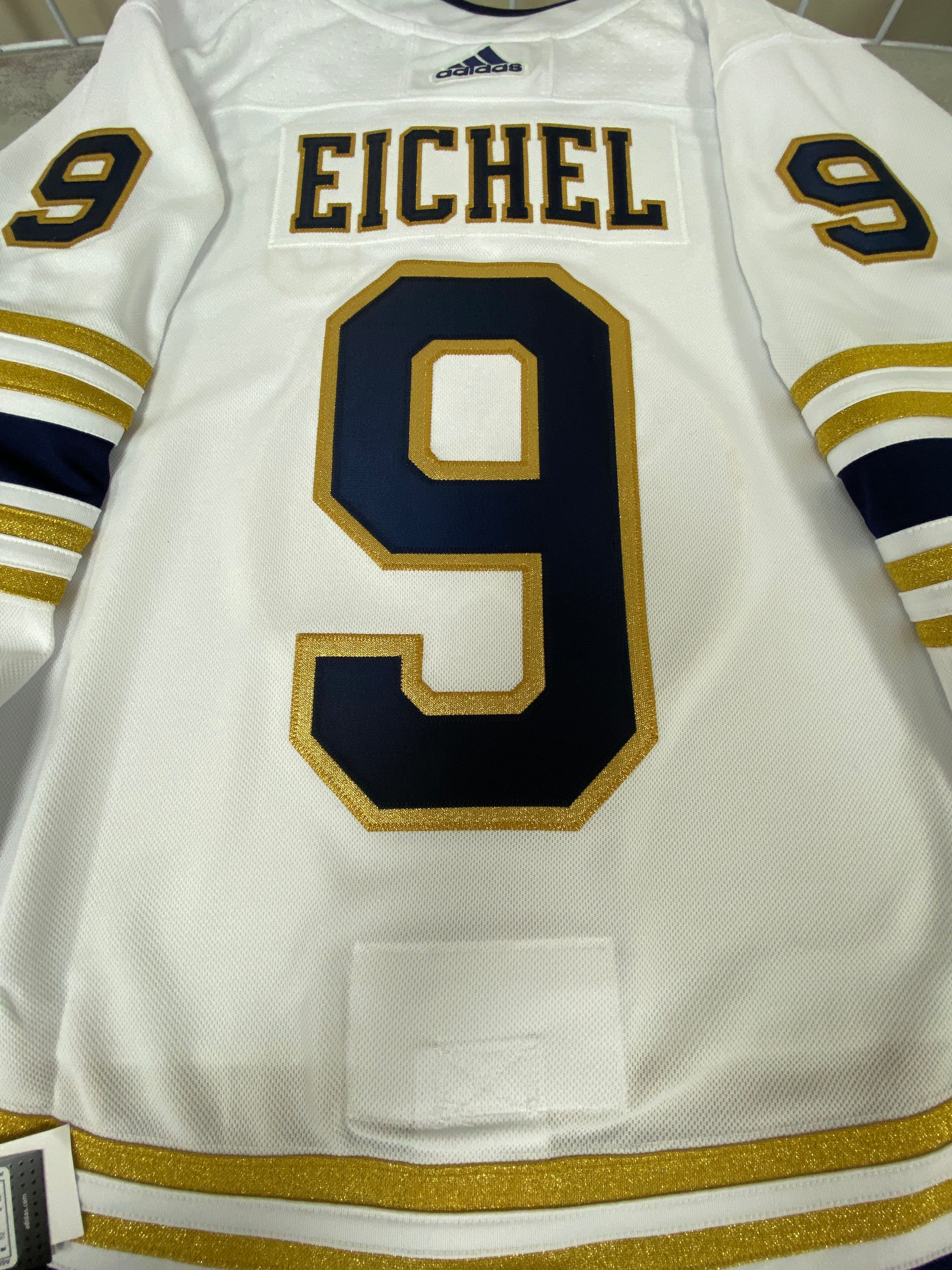 BUFFALO SABRES EICHEL ANNIVERSARY good WITH STRAP HOCKEY JERSEY SIZE 54 ADULT