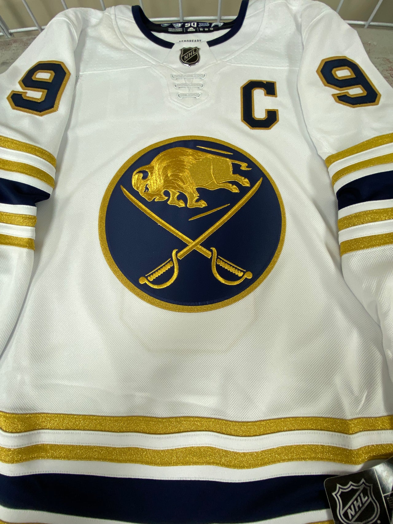 ANY NAME AND NUMBER BUFFALO SABRES 50TH ANNIVERSARY AUTHENTIC ADIDAS NHL JERSEY (CUSTOMIZED AEROREADY MODEL)