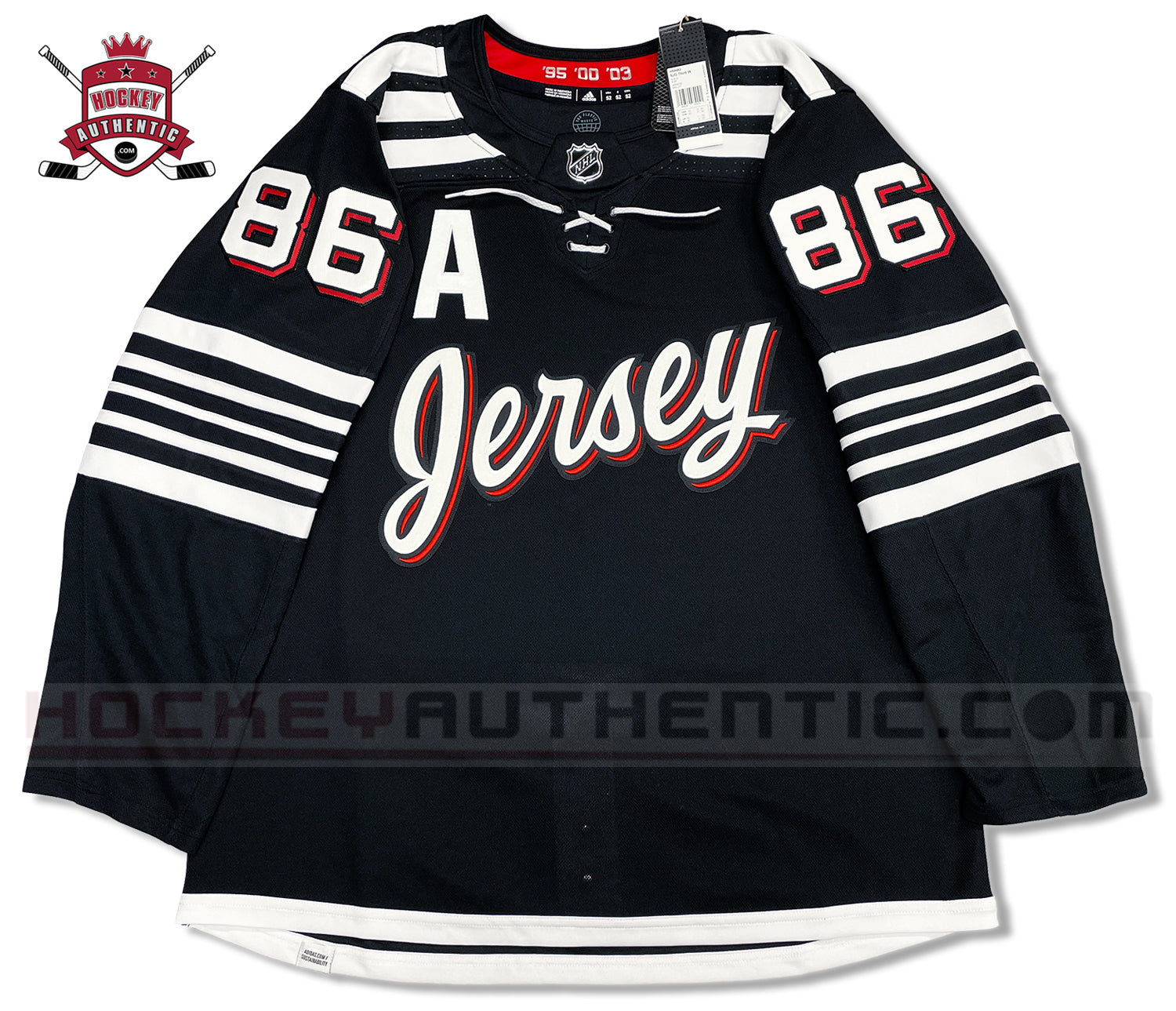 Men's NHL New Jersey Devils Jack Hughes Adidas Primegreen Reverse