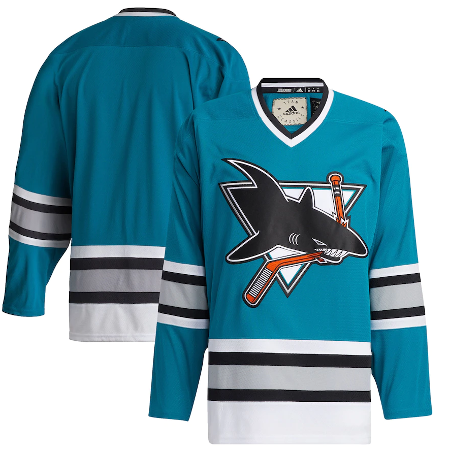 ANY NAME AND NUMBER SAN JOSE SHARKS ADIDAS TEAM CLASSICS NHL JERSEY (HAND STITCHED MODEL)