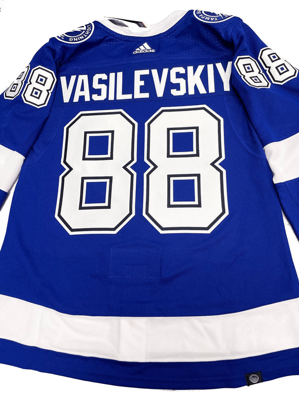 Adidas Tampa Bay Lightning No88 Andrei Vasilevskiy Blue Home Authentic USA Flag Women's 2020 Stanley Cup Champions Stitched NHL Jersey