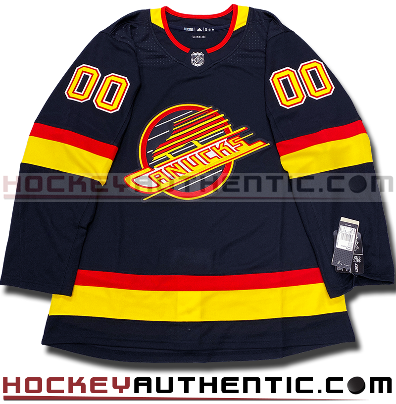 ANY NAME AND NUMBER VANCOUVER CANUCKS RETRO BLACK SKATE AUTHENTIC ADIDAS NHL JERSEY (CUSTOMIZED PRIMEGREEN MODEL)